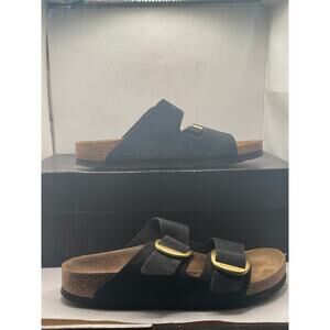 BIRKENSTOCK ARIZONA BIG BUCKLE SANDAL BLACK NUBUCK LEATHER Size 39/ US 8 - 8.5